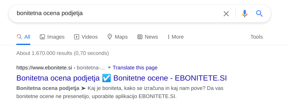 spletni marketing - bonitetna ocena podjetja